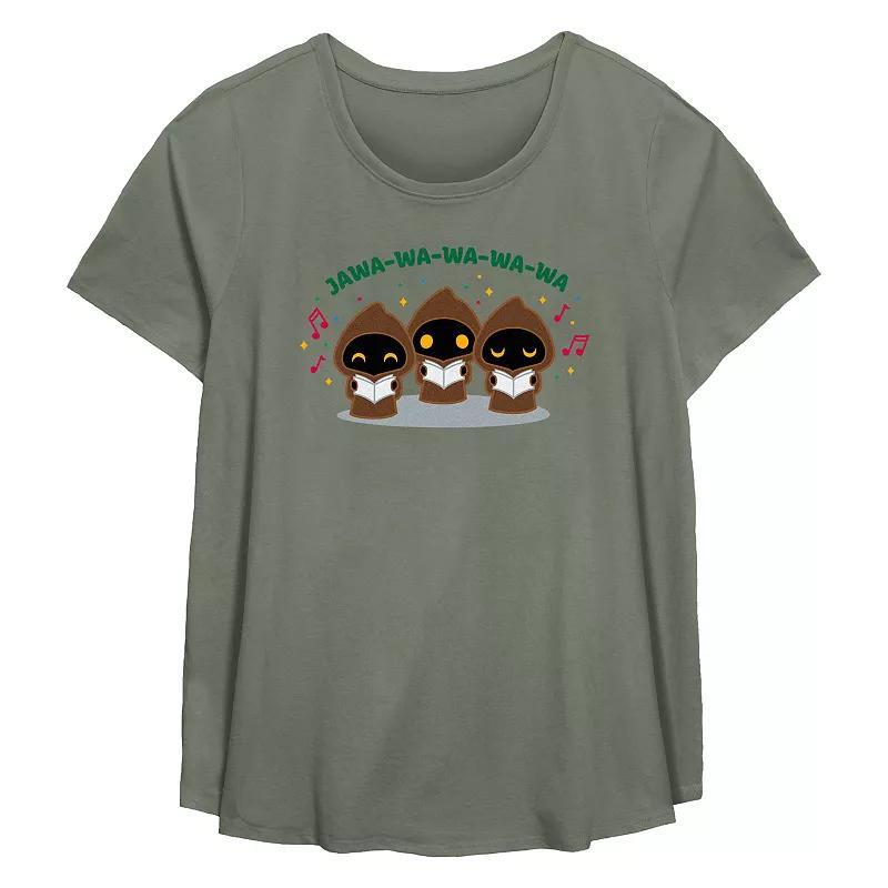 Plus Size Star Wars Jawa Christmas Carolers Flowy Graphic Tee, Womens Green Product Image