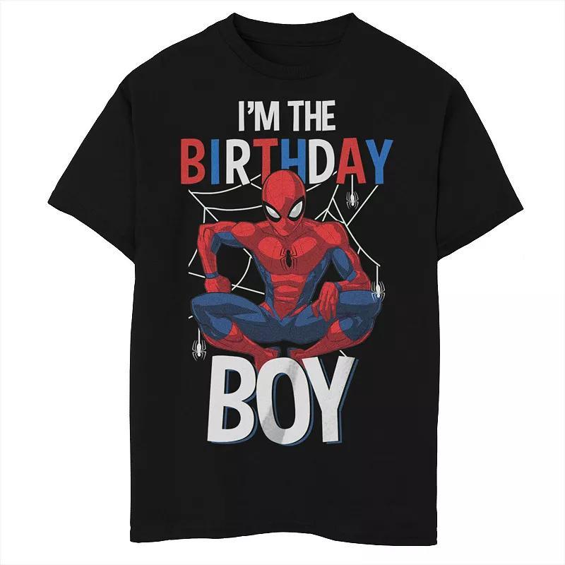 Boys Marvel Spider-Man Im the Birthday Boy Husky Graphic Tee, Boys Product Image