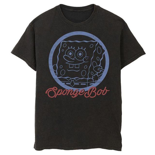 Mens Nickelodeon SpongeBob SquarePants Line Art Cursive Logo Portrait Graphic Tee Product Image