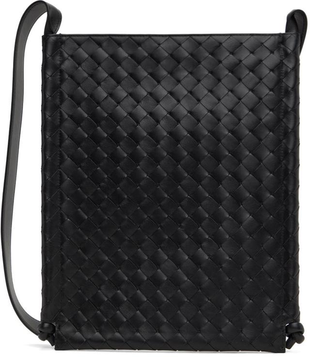 BOTTEGA VENETA Black Large Flat Loop Pouch In 8803-black-silver Product Image