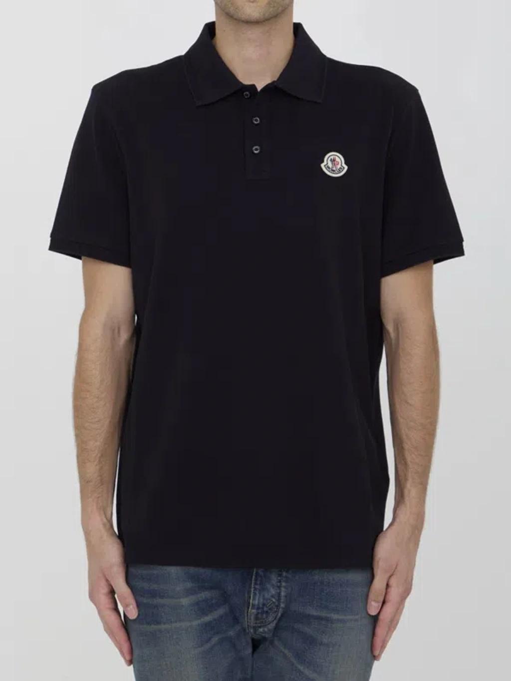 MONCLER Polo Shirt With Logo In Black Product Image