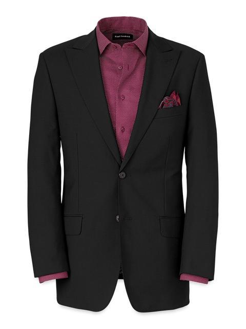 Wool Stretch Bengaline Peak Lapel Suit Jacket - Black Product Image