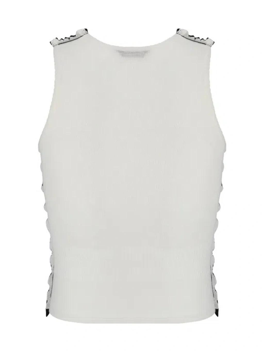 BALENCIAGA Logo  Rhinestone Embellished Tank Top In Black,white Product Image