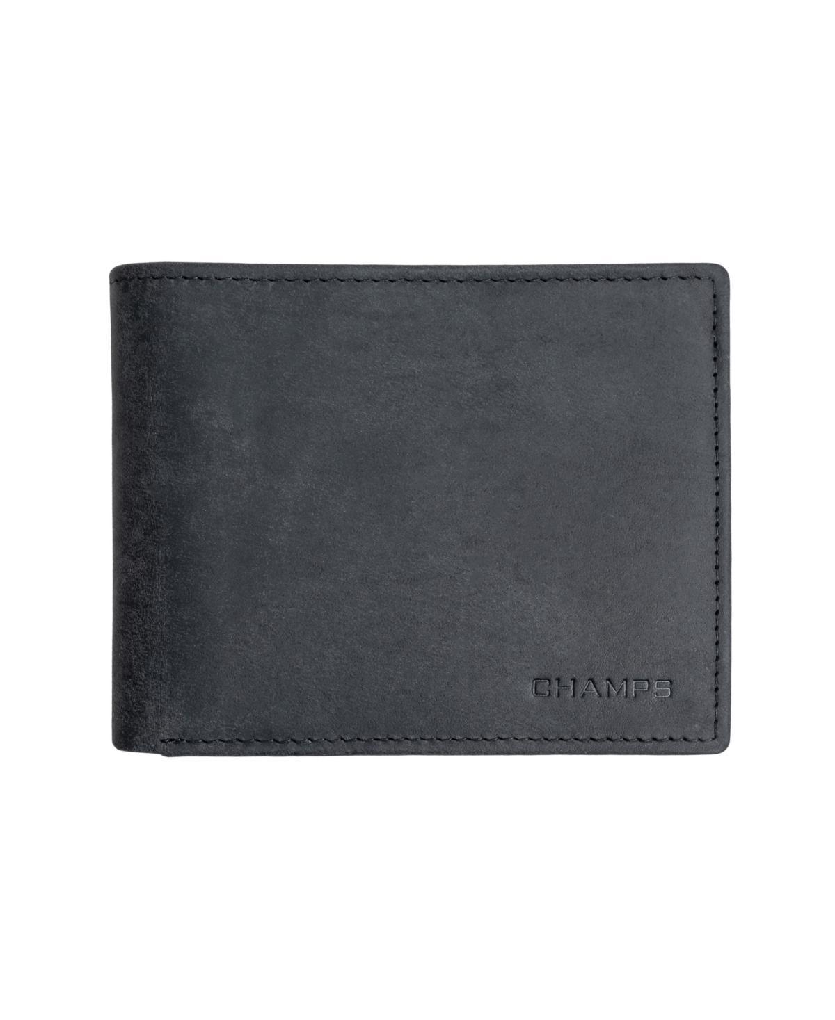 Champs Mens Hunter Leather Rfid Blocking Center-Wing Wallet in Gift Box - Black Product Image