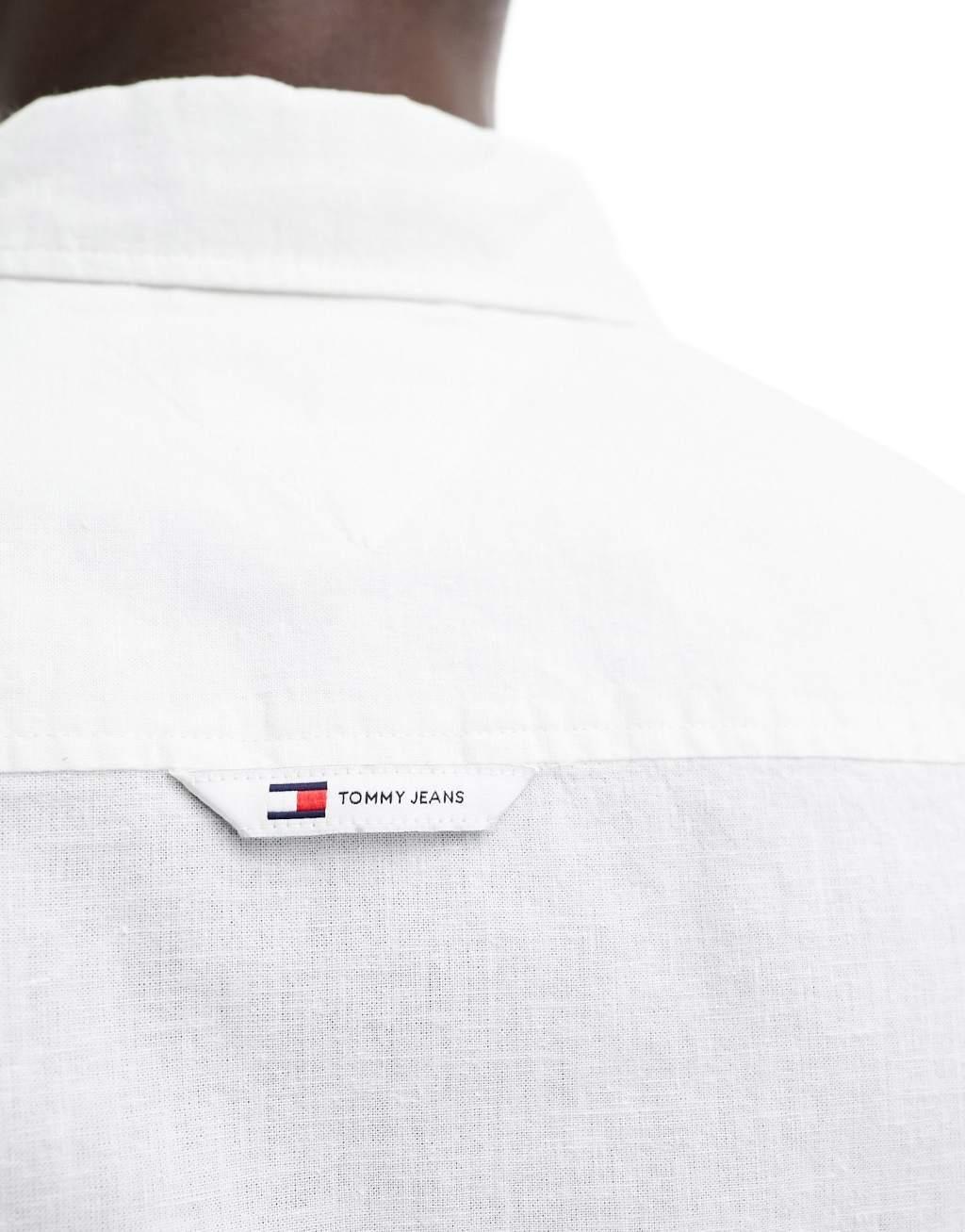 Tommy Jeans regular linen blend shirt in white Product Image