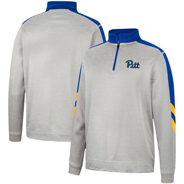 Mens Colosseum Gray/Royal Pitt Panthers Bushwood Fleece Quarter-Zip Jacket Product Image