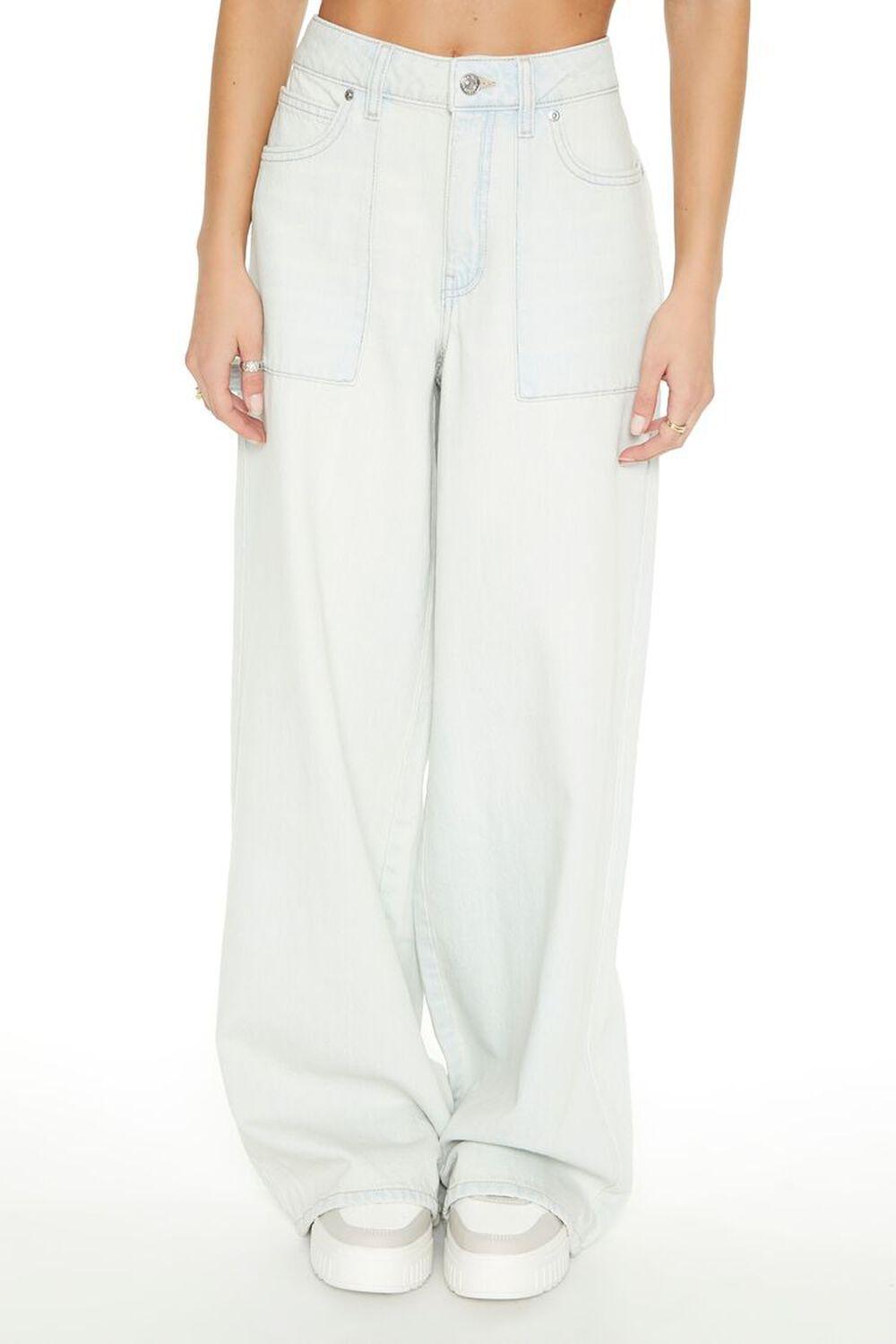 Light Bleach Wash Carpenter Mid-Rise Jeans | Forever 21 Product Image