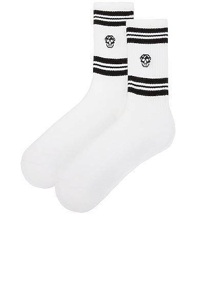Alexander McQueen Skull Stripe Socks in Black Product Image