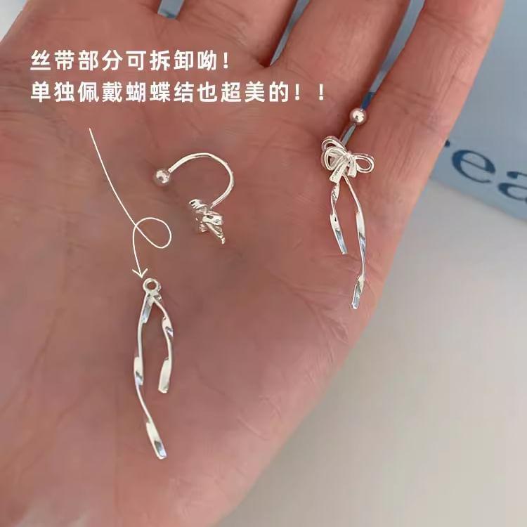 925 Sterling Silver Bowknot Drop Earring Product Image