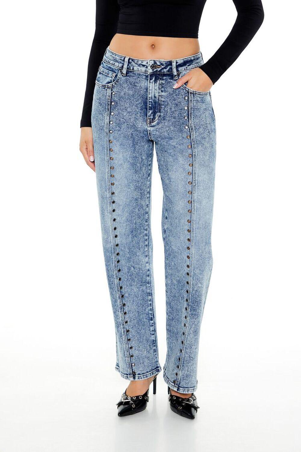 Grommet High-Rise 90s Straight Jeans | Forever 21 Product Image