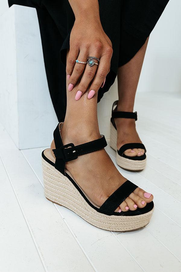 The Allis Faux Nubuck Wedge In Black Product Image