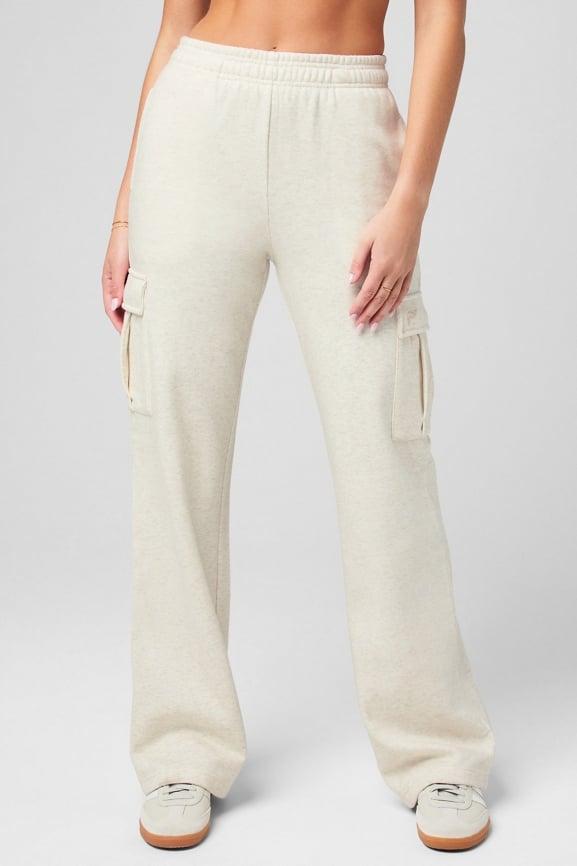 Cozy Fleece Wide Leg Cargo Sweatpant Product Image