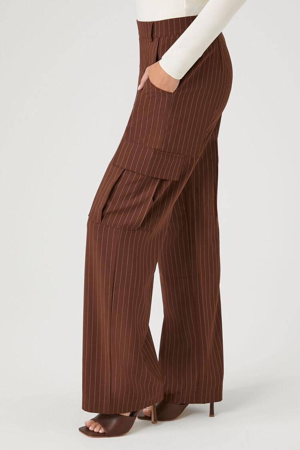 Pinstriped Wide-Leg Cargo Pants | Forever 21 Product Image