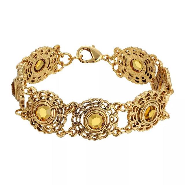 1928 Gold Tone Topaz Color Stone Bracelet, Womens, Beige Product Image