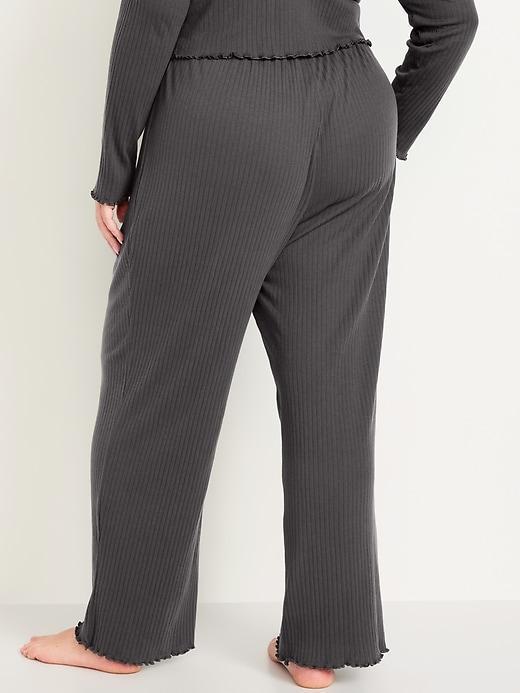 High-Waisted Ribbed Pajama Pants Product Image