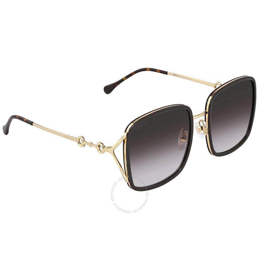 Grey Square Ladies Sunglasses Gg1016sk 001 58 In Black / Gold / Grey Product Image