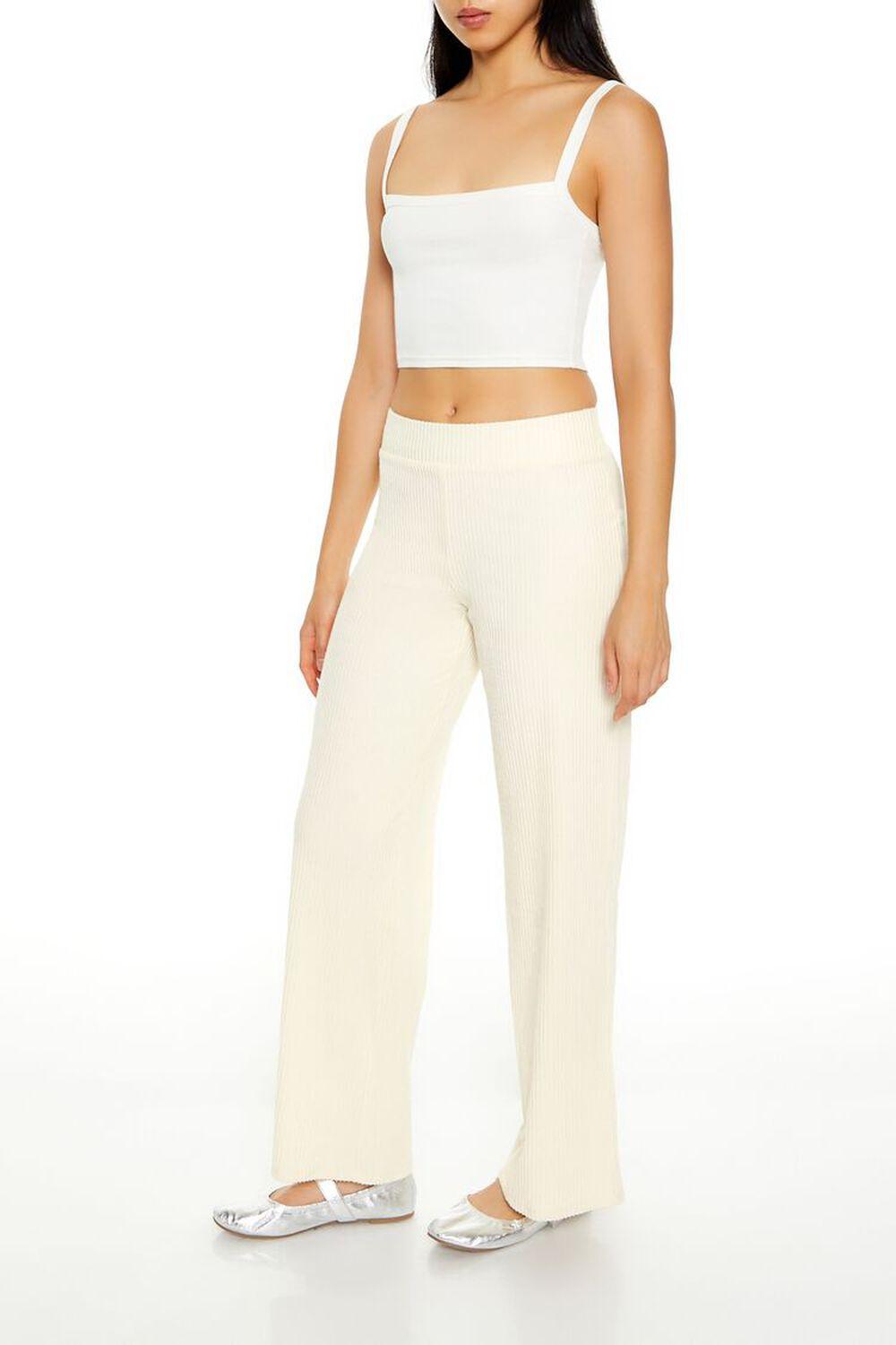 Ribbed Mid-Rise Wide-Leg Pants | Forever 21 Product Image