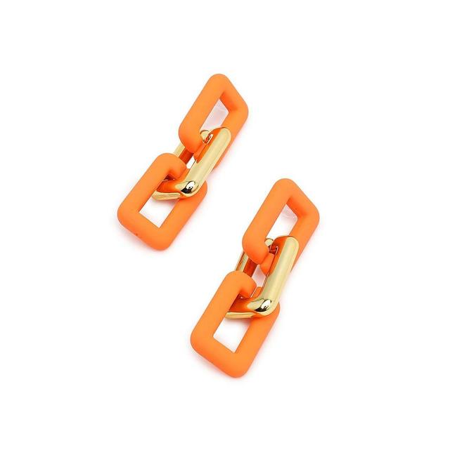 Sohi Womens Orange Chain-link Drop Earrings Product Image