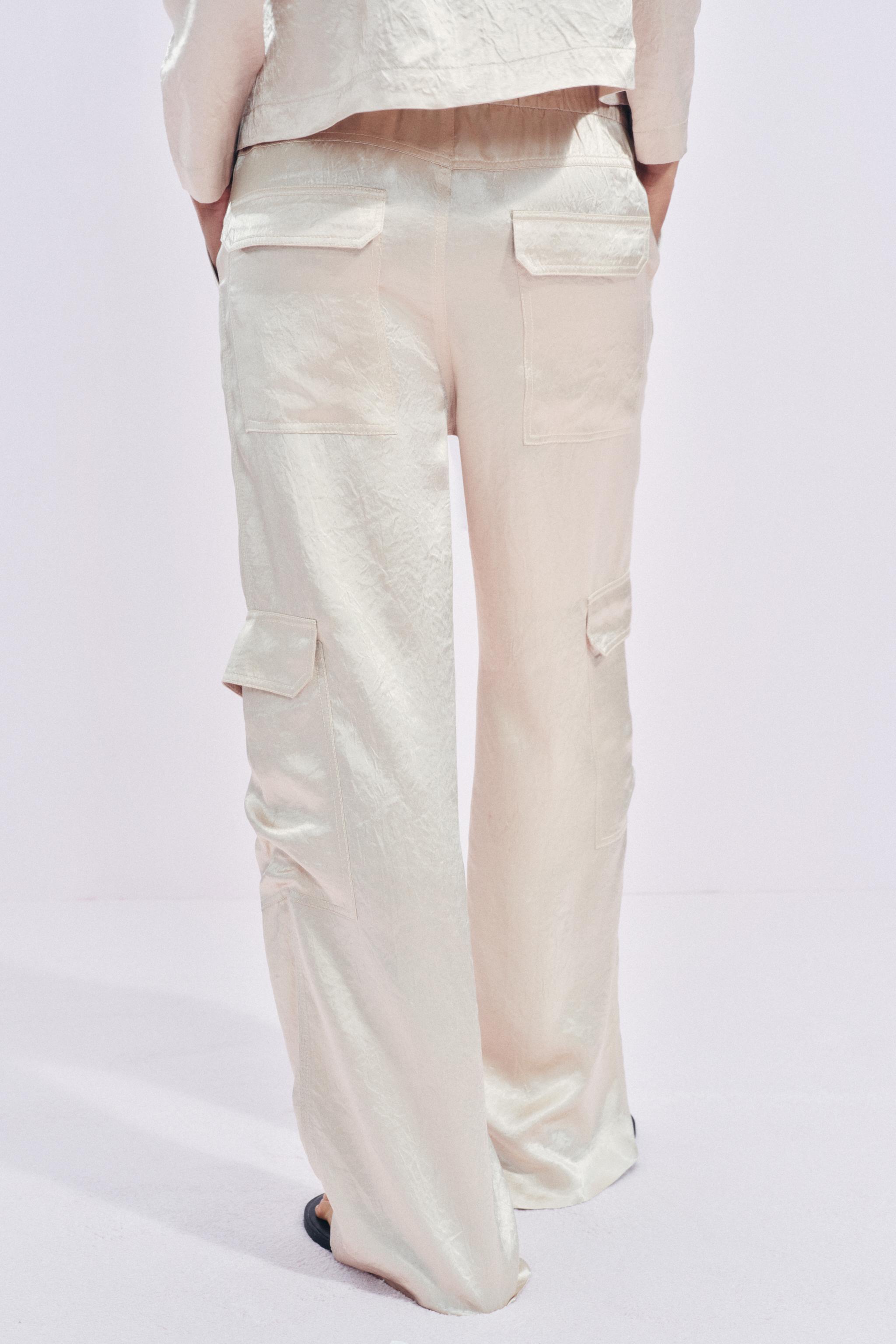 SATIN EFFECT CARGO PANTS ZW COLLECTION Product Image