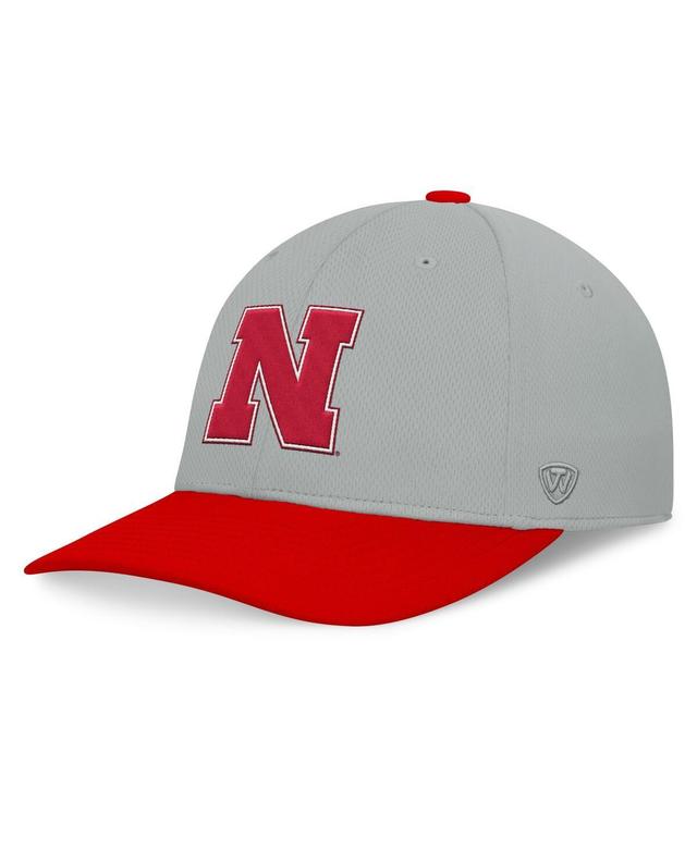 Top of the World Mens Gray Nebraska Huskers Mick Flex Hat - Gray, Red Product Image