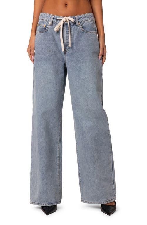 EDIKTED Wynn Low Rise Wide Leg Drawstring Jeans Product Image