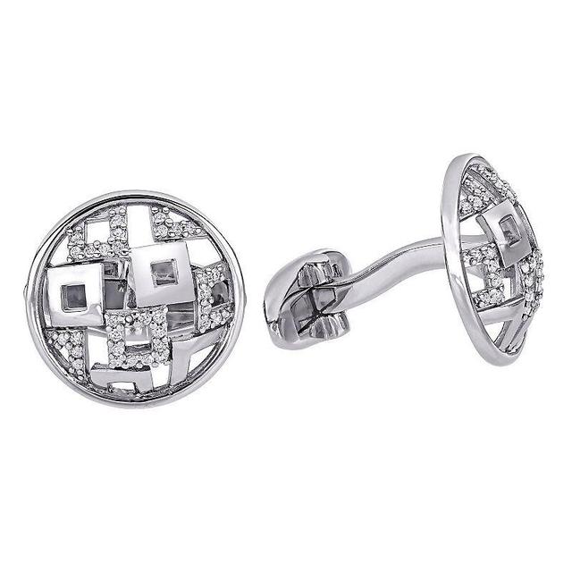 Stella Grace Mens Silver 1/5 Carat T.W. Diamond Lattice Cuffllinks Product Image