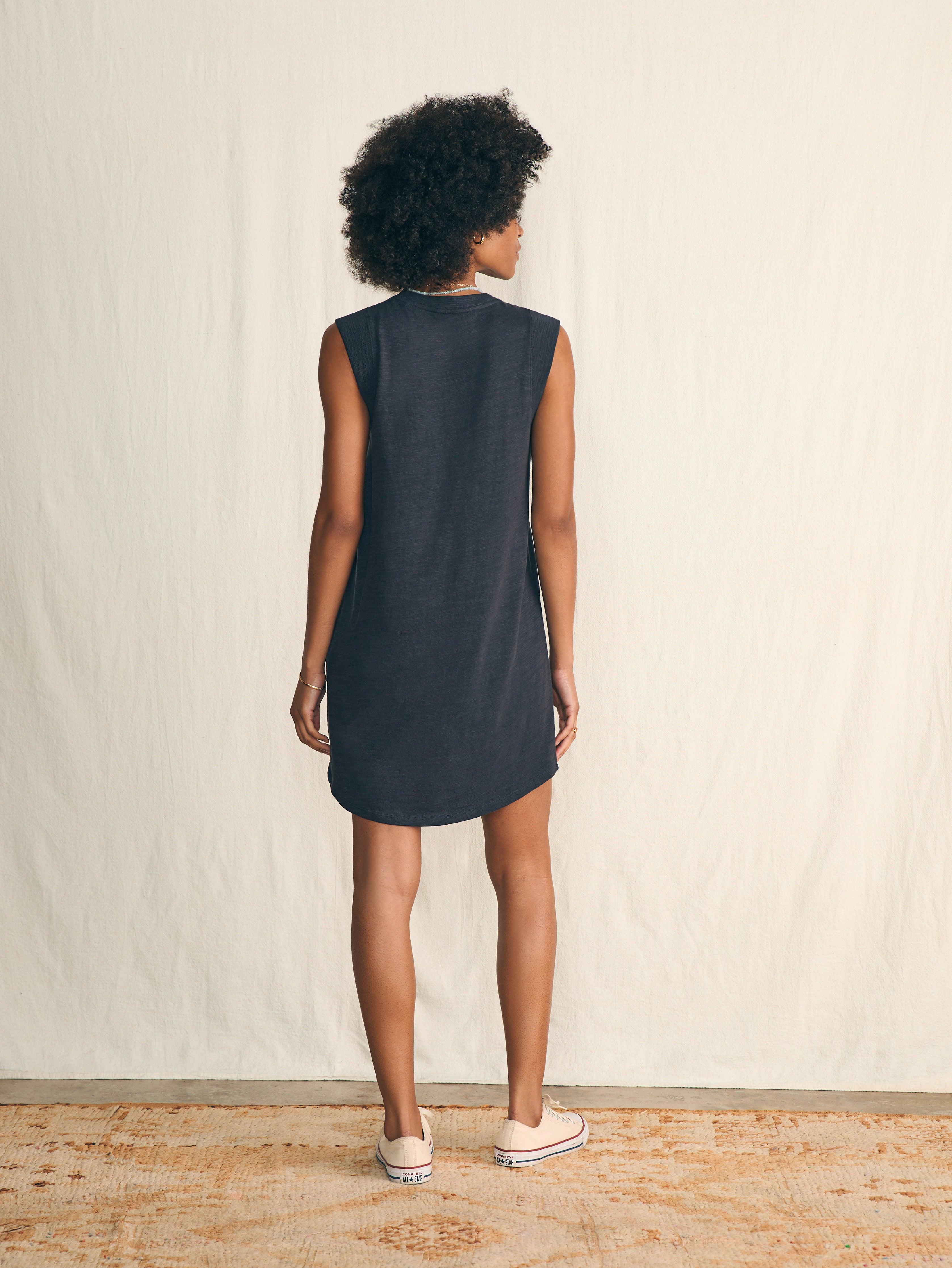 Sunwashed Slub Muscle Dress - Washed Black Female Product Image