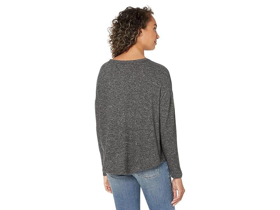 Lucky Brand Cloud Jersey Long Sleeve Crew (Charcoal Heather) Women's Clothing Product Image