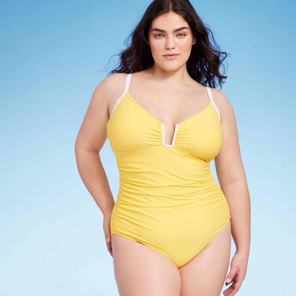 Womens Crepe U-Wire One Piece Swimsuit - Shade & Shore Yellow 16 Product Image