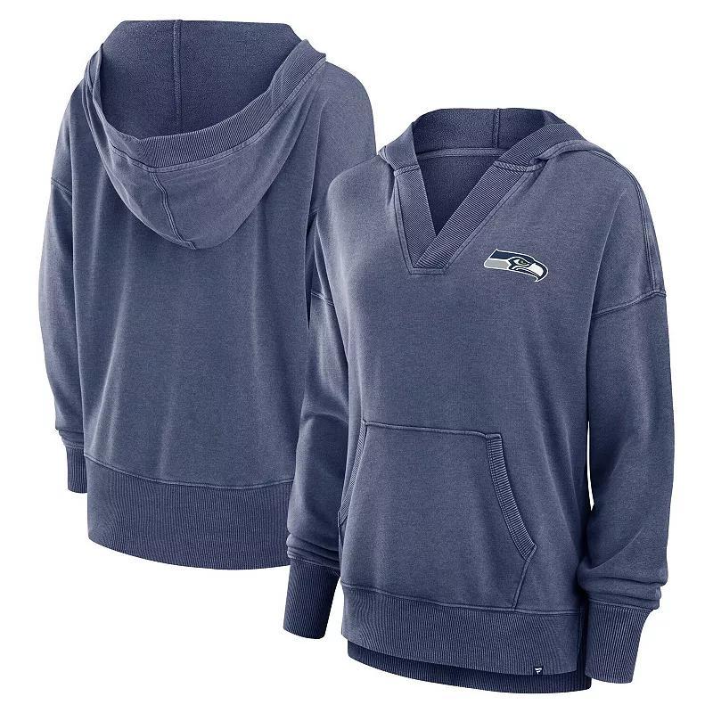 Womens Fanatics Heather College Seattle Seahawks Initiative Snow Wash French Terry V-Neck Pullover Hoodie Blue Product Image