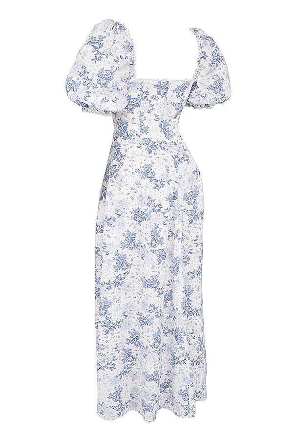 Felizia Blue Print Puff Sleeve Sundress - SALE Product Image