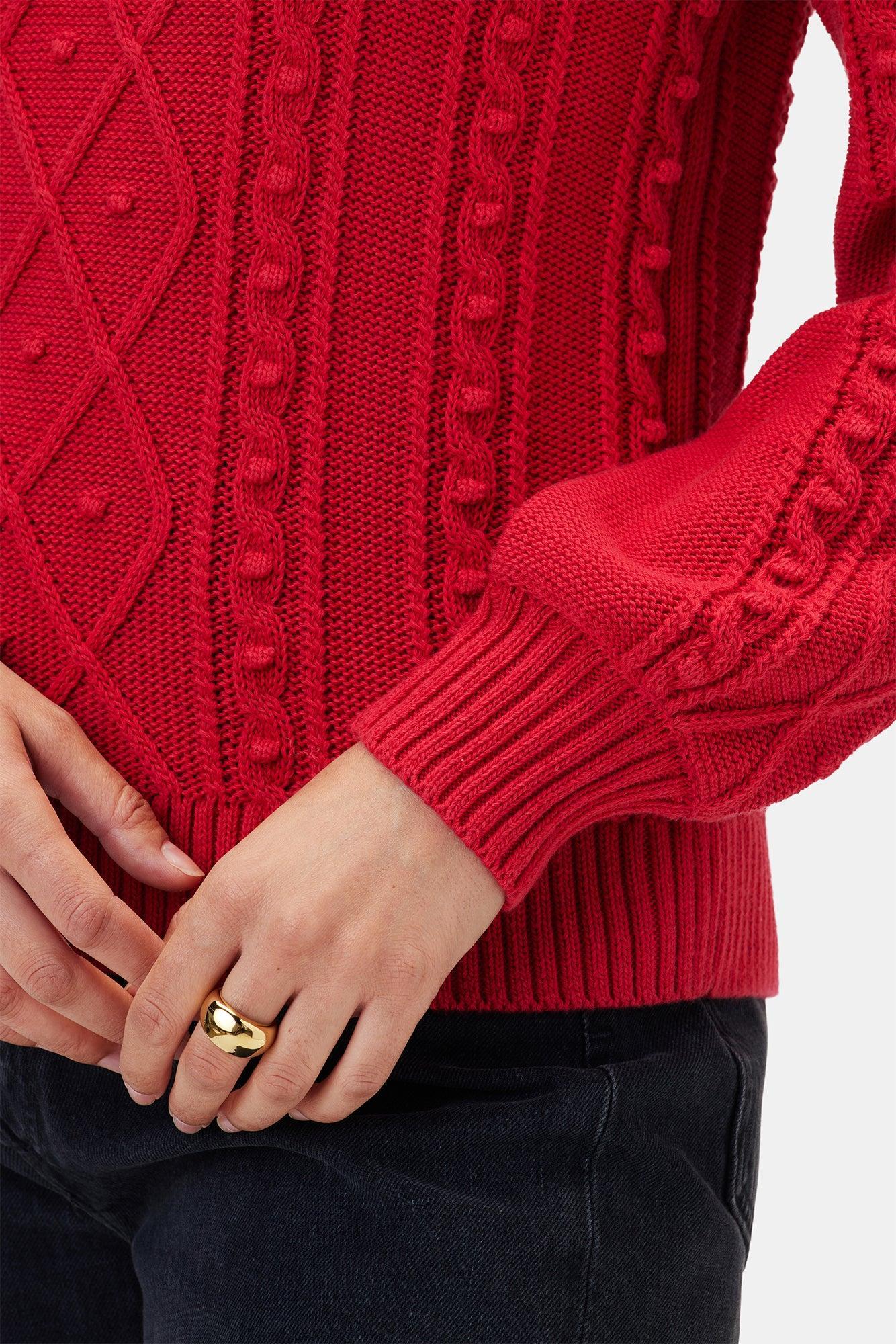 Faedra Organic Cotton Sweater - Red Product Image