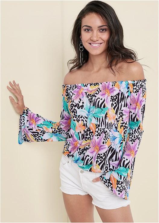 Flare Sleeve Printed Top Product Image