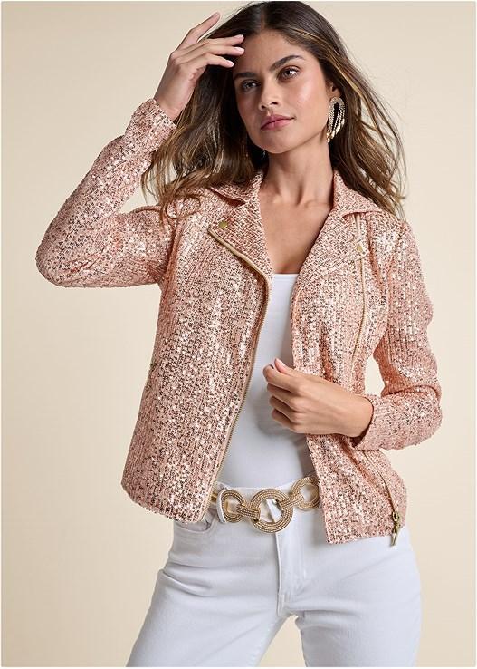 Zip-Front Sequin Jacket product image