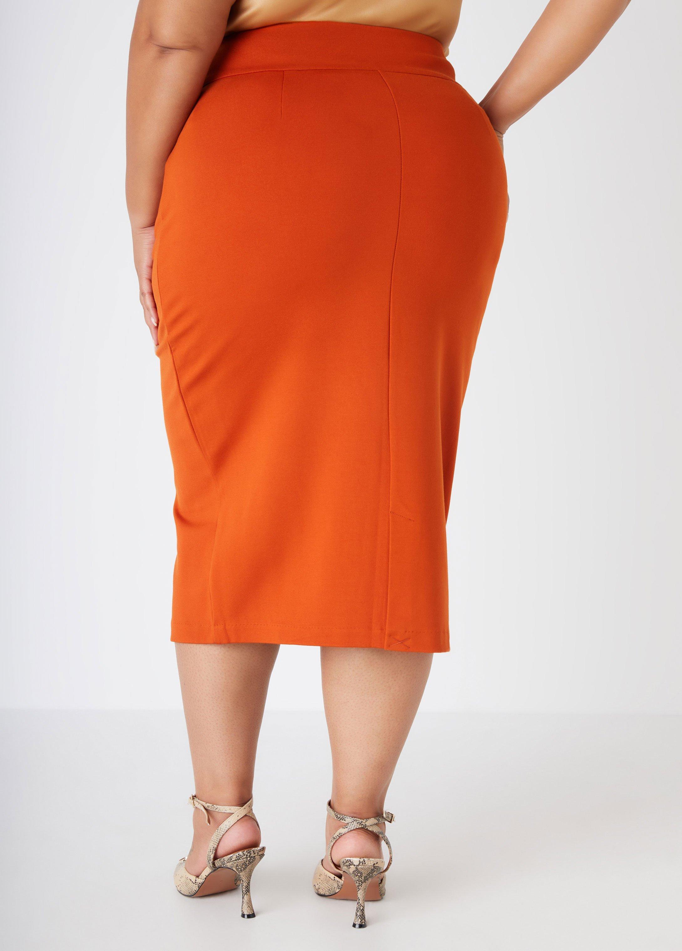 Pocketed Ponte Pencil Midi Skirt Product Image