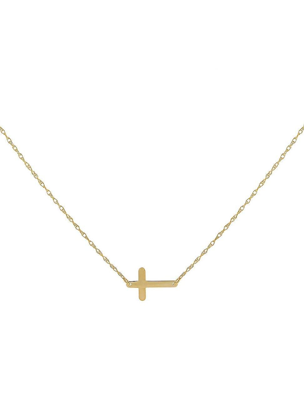 Womens 14K Yellow Gold Cross Pendant Necklace Product Image