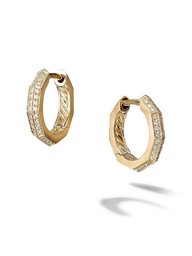 Womens Stax Faceted Huggie Hoop Earrings With Diamonds In 18K Yellow Gold Product Image