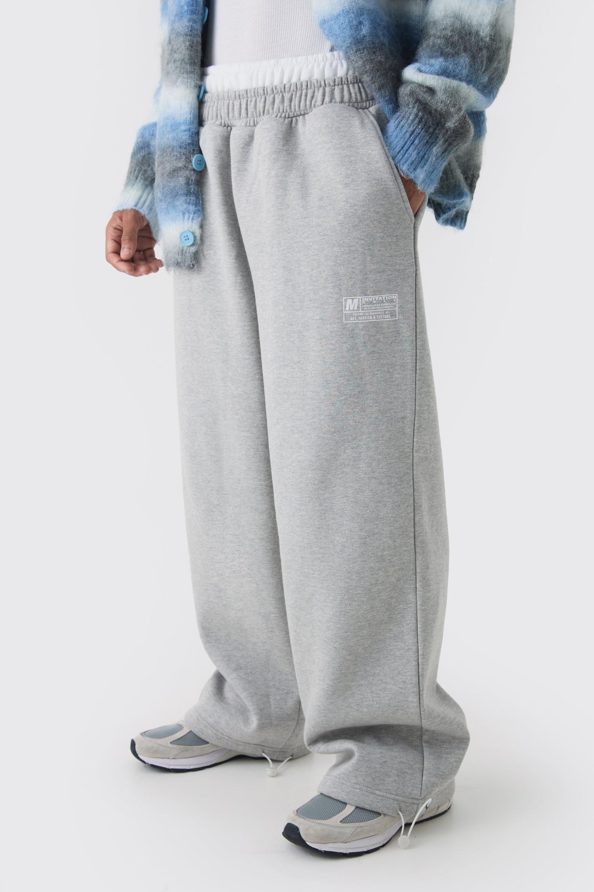 Wide Leg Tie Cuff Double Waistband Sweatpants | boohooMAN USA Product Image