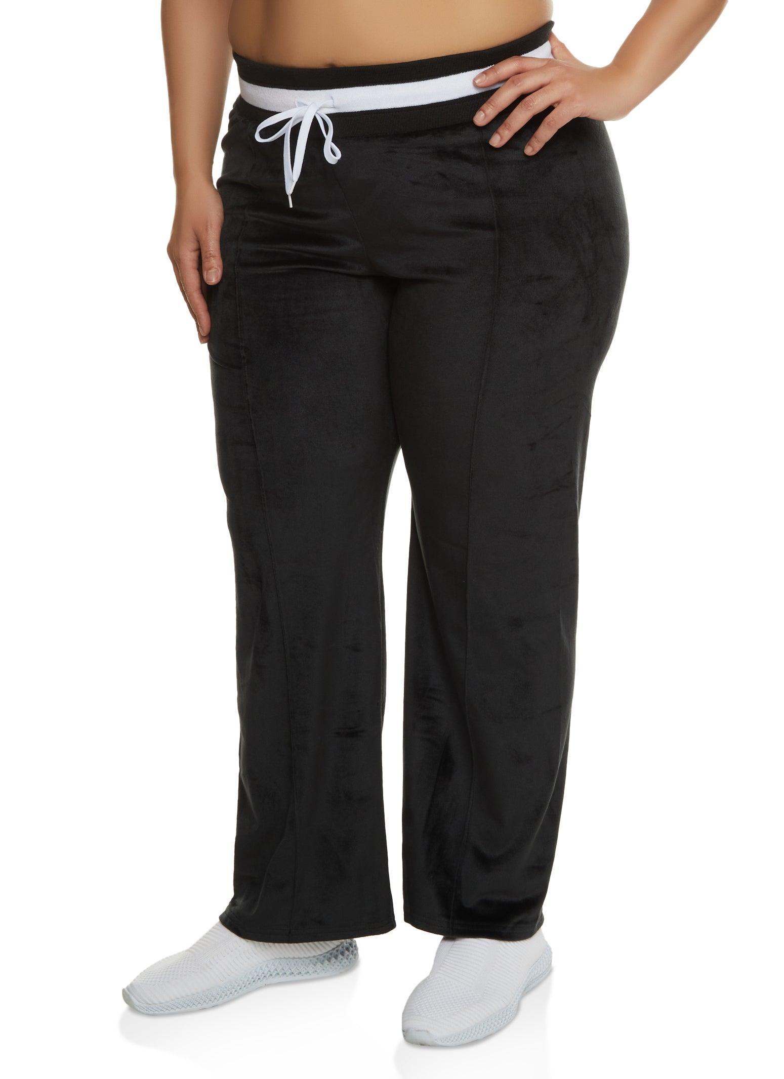 Womens Plus Size Velour Pintuck Straight Leg Sweatpants Product Image