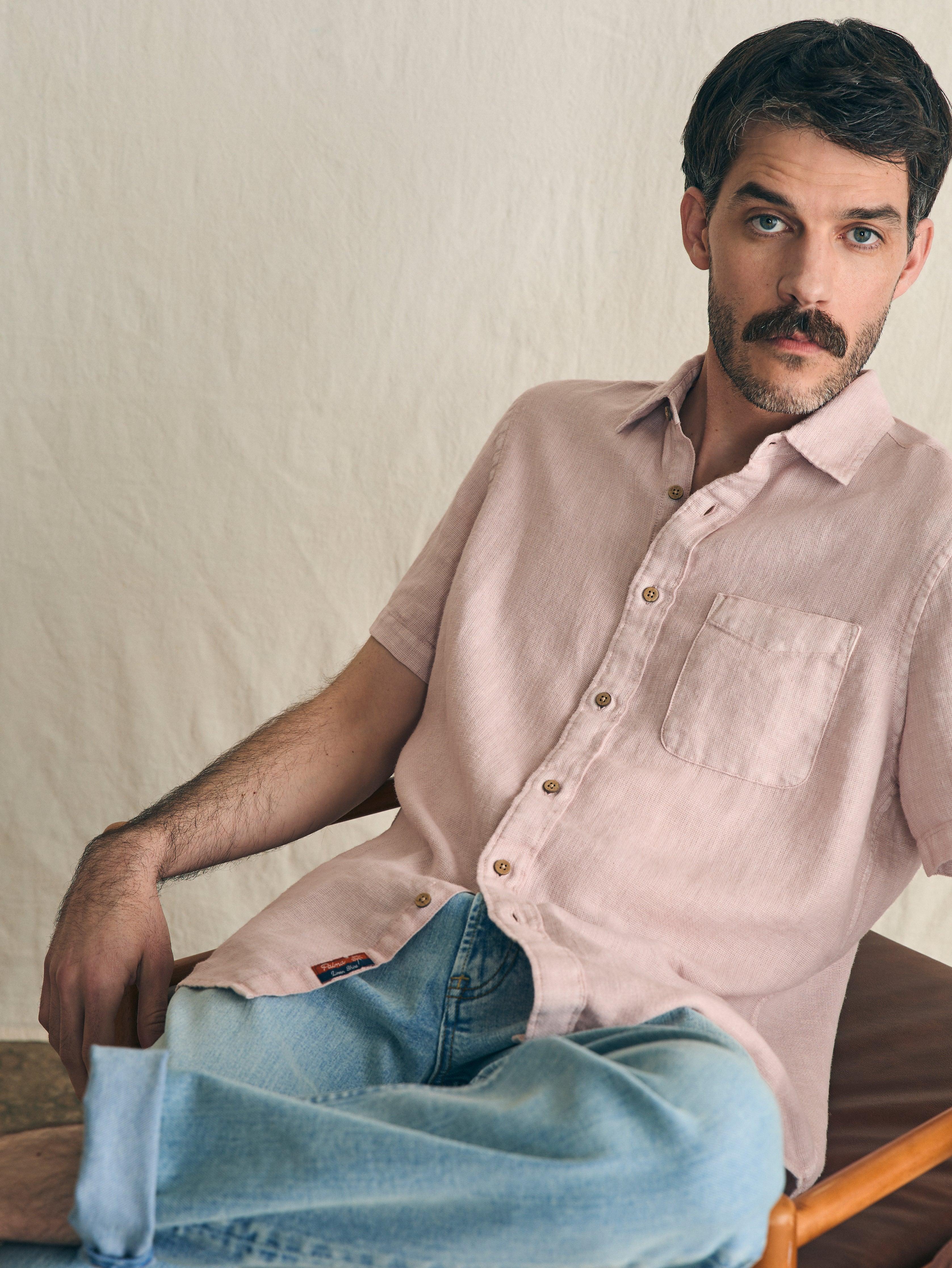 Short-Sleeve Palma Linen Shirt - Coastal Mauve Male Product Image