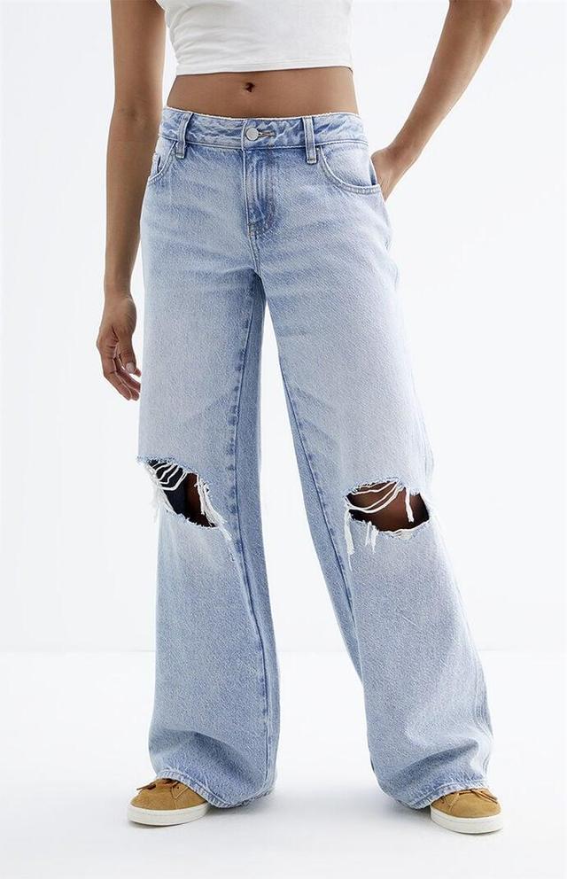 PacSun Womens Eco Light Ripped Low Rise Baggy Jeans Product Image