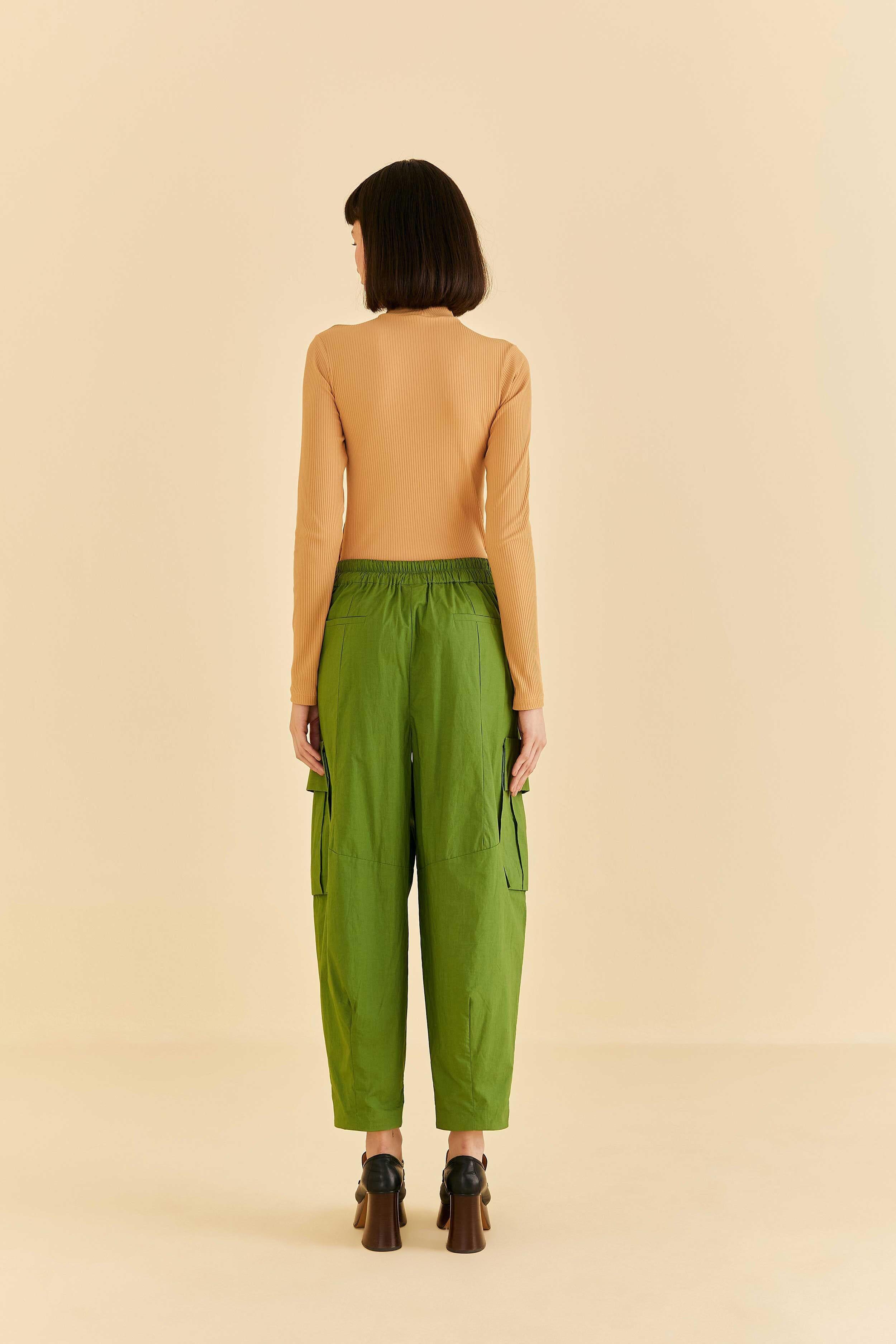 Green Organic Cotton Cargo Pants Product Image