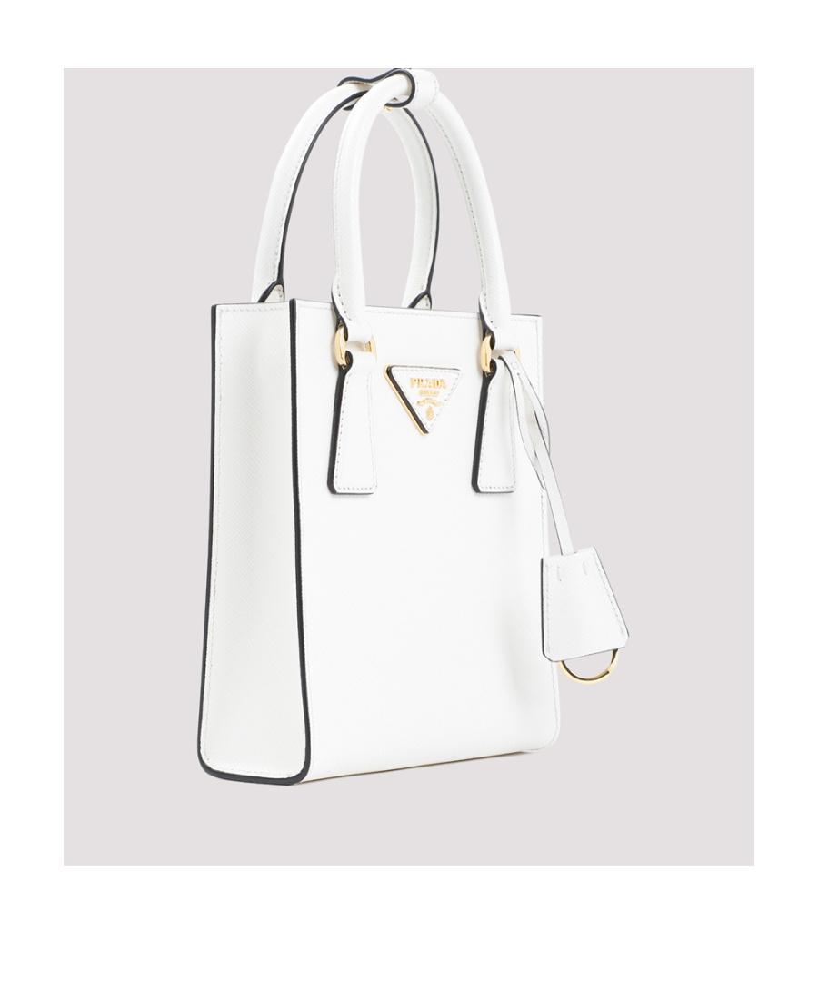 PRADA Saffiano Logo Handbag In White Product Image