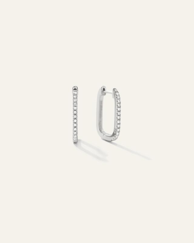 14K Gold Pave Diamond Line U Hoops Product Image