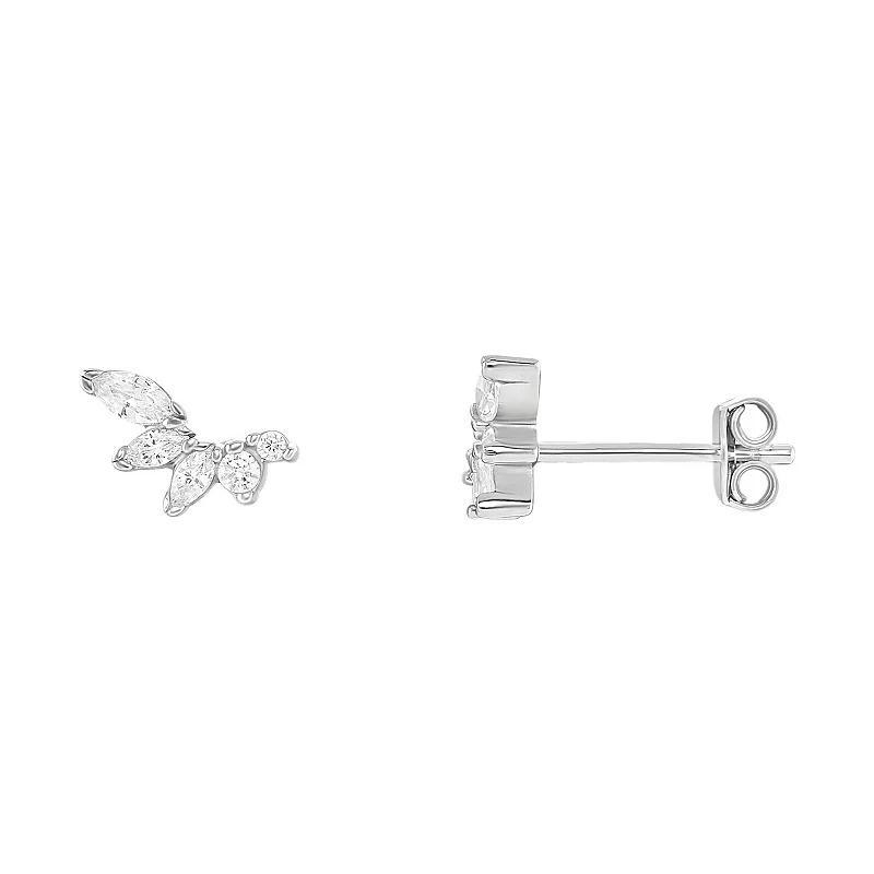 PRIMROSE Sterling Silver Cubic Zirconia Crawler Stud Earrings, Womens, White Product Image