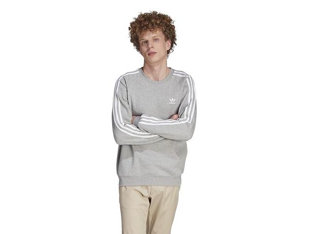 adidas Originals Mens adidas Originals 3 Stripe Fleece Crew - Mens White/Gray Product Image