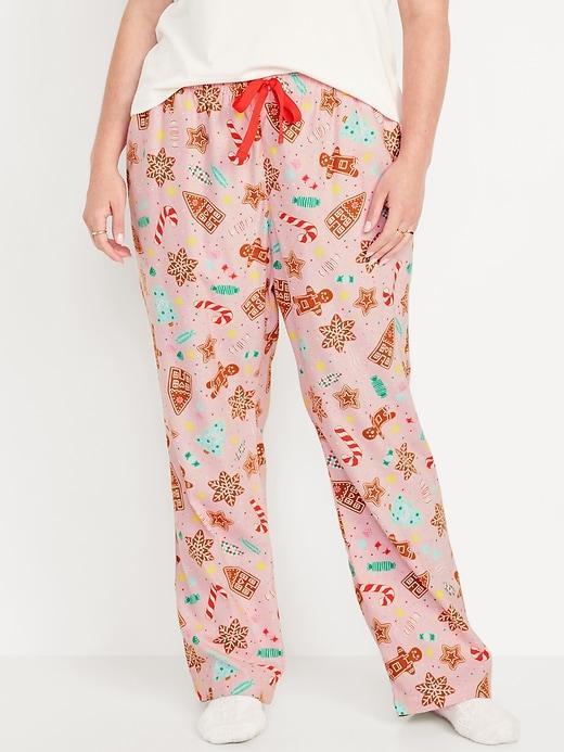 Mid-Rise Printed Flannel Pajama Pants Product Image