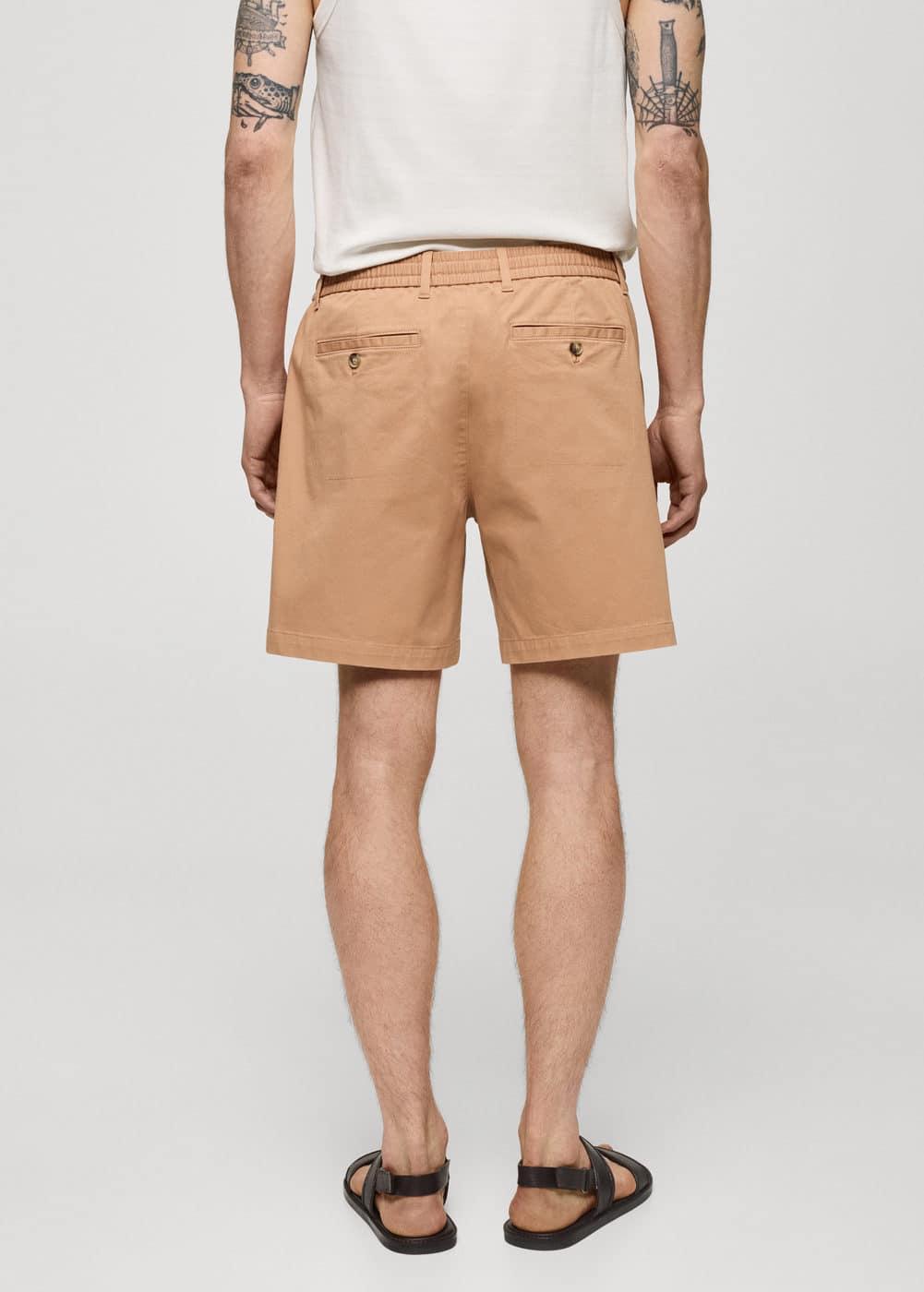 Mango Mens Drawstring Detail Cotton Shorts Product Image