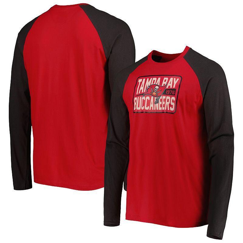 Mens New Era Red Tampa Bay Buccaneers Current Raglan Long Sleeve T-shirt Product Image