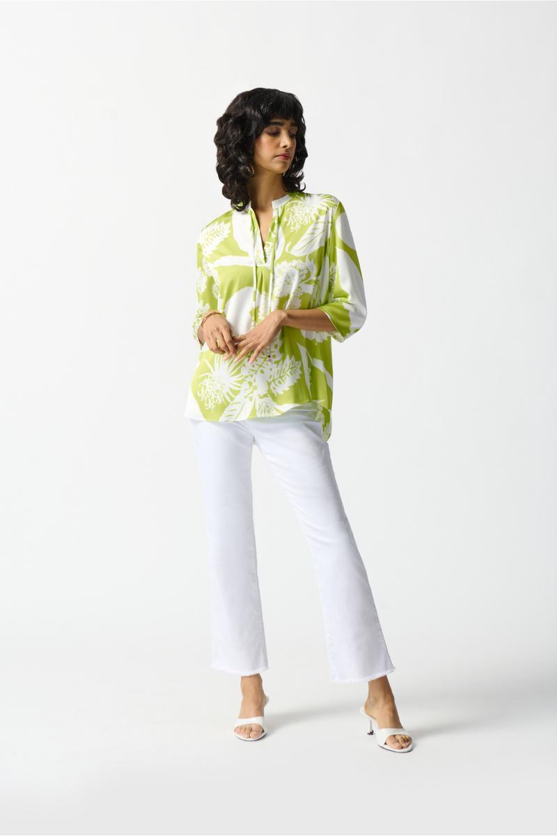 Satin Tropical Print Top Product Image